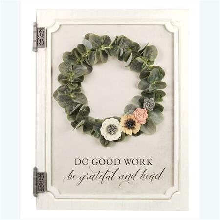 YOUNGS Wood Window Wall Sign with Wreath 20920